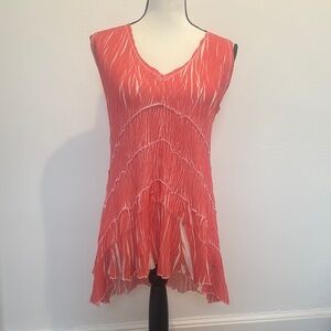 Komarov Coral Sleeveless Pleated Top